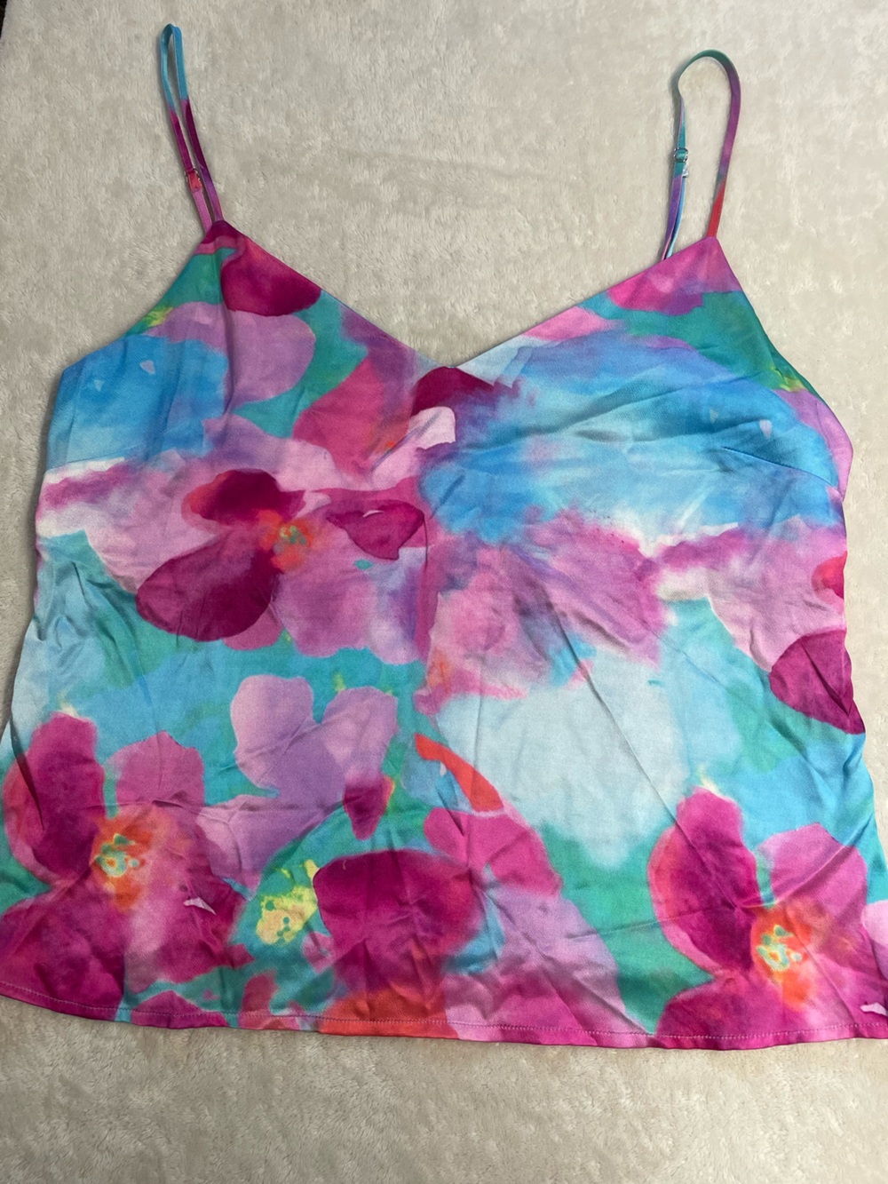 Rails “Paola”  Lei Floral Slip Camisole Tank Aqua Magenta Summer Fall Layering